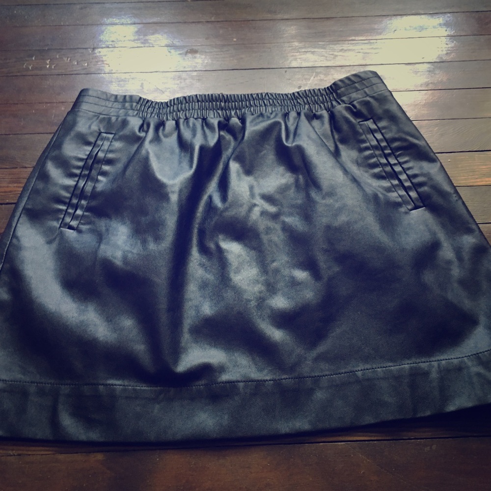 LOFT Black Faux Leather Mini Skirt